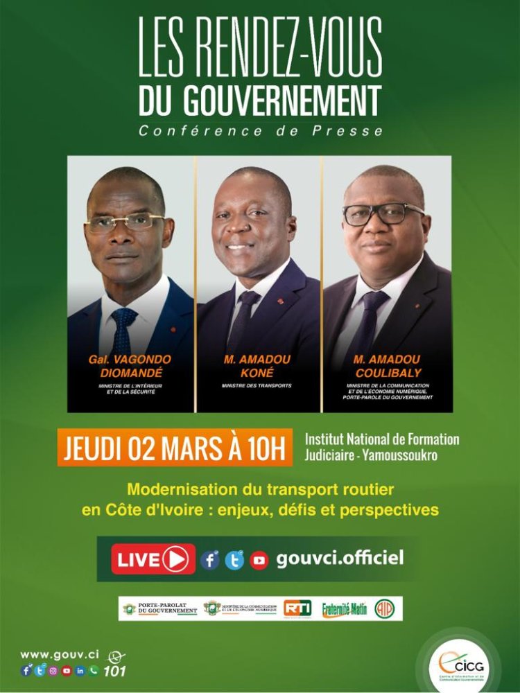 Côte d’Ivoire (Rdv du gouvernement) : 3 ministres face aux médias à Yamoussoukro